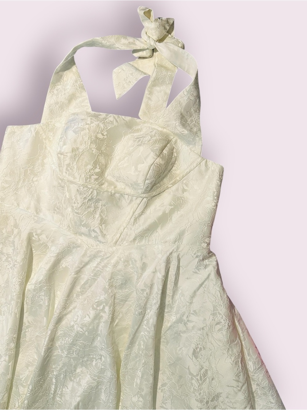 Elegant Ivory Halter Midi Dress - Picture 9 of 13